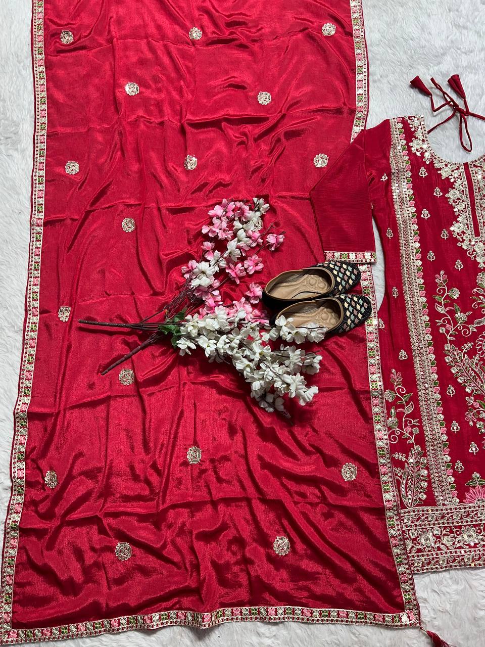Regal Scarlet Heritage Kurta Set